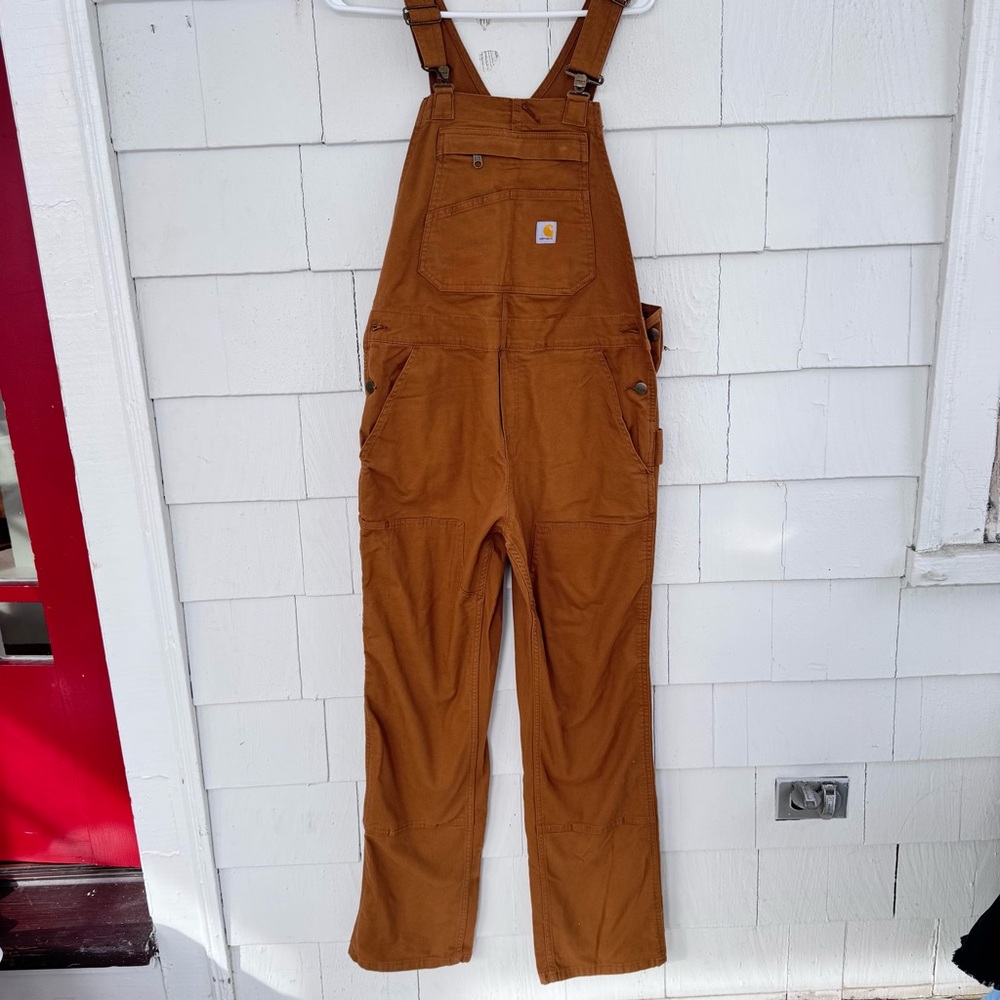 Carhartt Ashland Loose Fit Canvas Bib Overalls Brown size Small - Picture 2 of 8